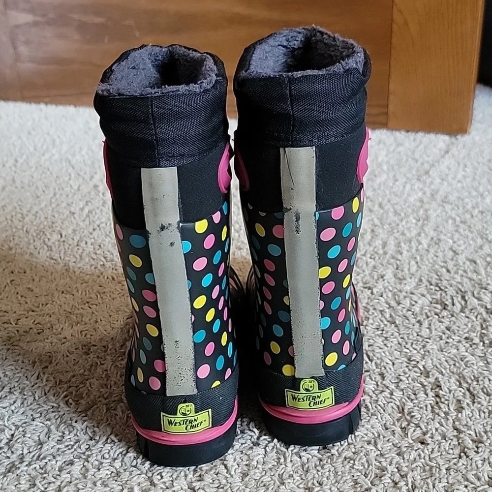 Western Chief Girls Size 12 Waterproof Winter Boots Faux Fur Lined -30°F EUC - Picture 7 of 14
